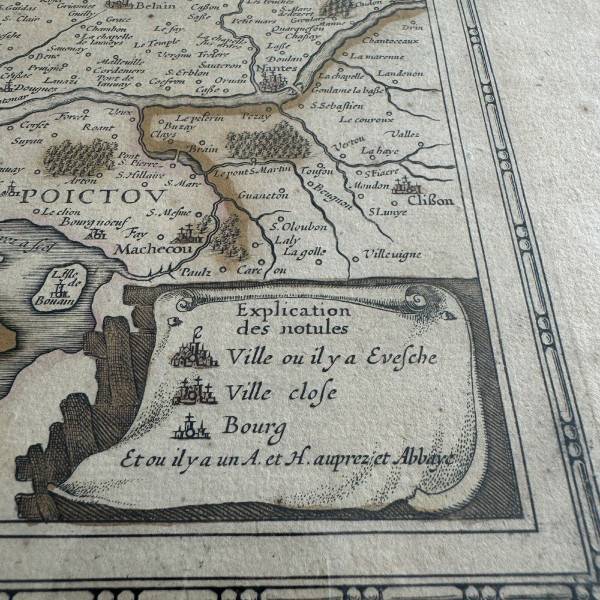 Antique map under glass of the Duchy of Brittany 1632 Joannes Janssonius