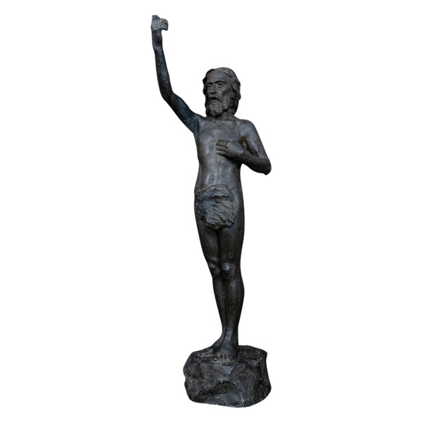Studio plaster statue by Charles Filleul of Christ with raised arm