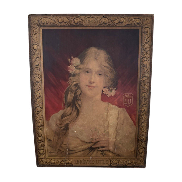 Panonceau LU 1903 La Femme aux Roses by Martin Kuvel imp. F. Champenois