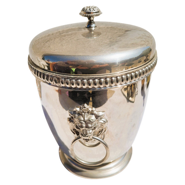 Vintage silver metal ice cube bucket by Maison "TERMID A PARIS" design 1970