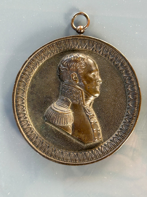 Coppia di medaglioni in bronzo del Primo Impero - Ritratti di profilo - Napoleone Bonaparte
