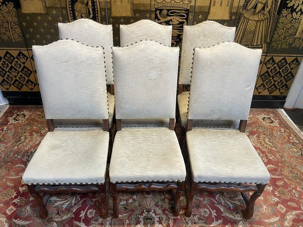 Set di 6 sedie Luigi XIII in osso di pecora