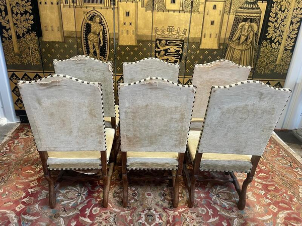 Set di 6 sedie Luigi XIII in osso di pecora