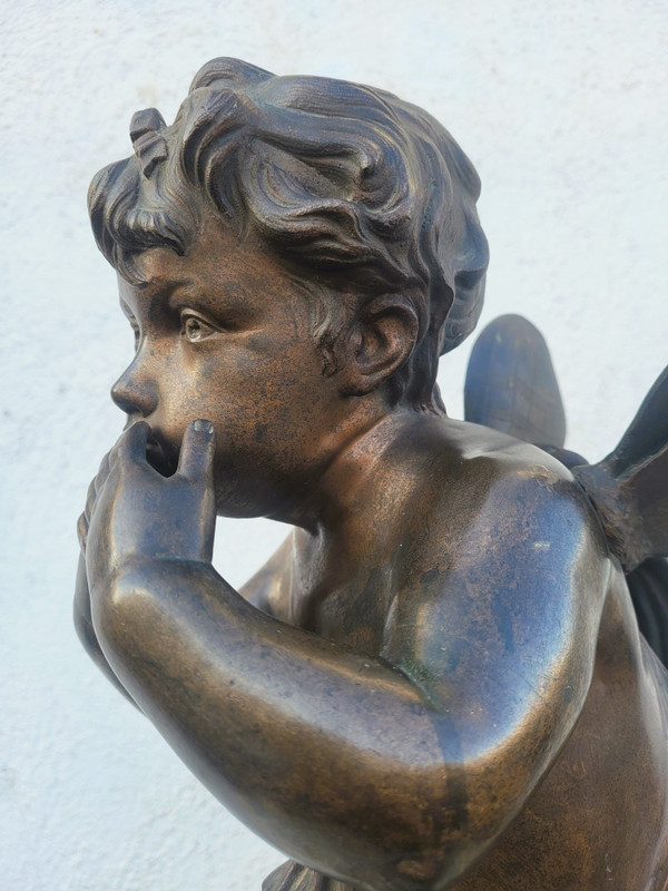 Bronzo di putto alato in piedi, fine XIX secolo inizio XX secolo