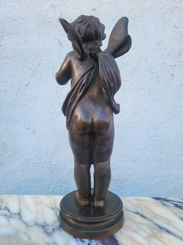 Bronzo di putto alato in piedi, fine XIX secolo inizio XX secolo