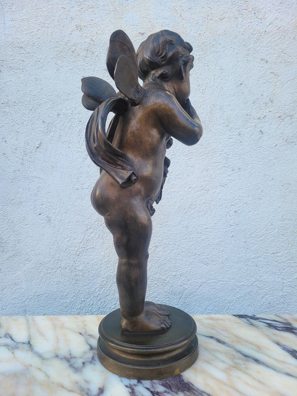 Bronzo di putto alato in piedi, fine XIX secolo inizio XX secolo