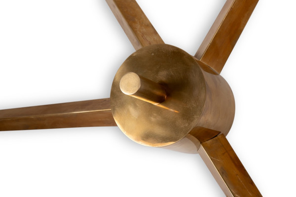 Angelo Lelli. Lampada da parete o soffitto in ottone e opalina. Contemporaneo. LS52051089I