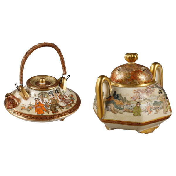 Kyo Satsuma teapot and perfume burner by Kinkozan Kyoto