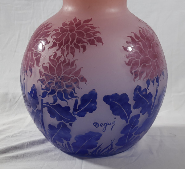 Grand vase boule signé DEGUE époque Art-Déco 