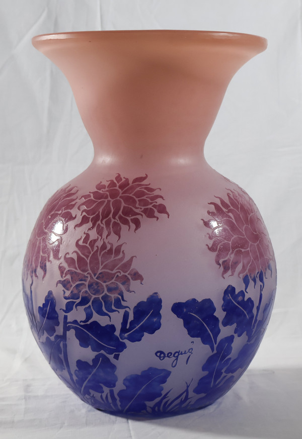 Grand vase boule signé DEGUE époque Art-Déco 
