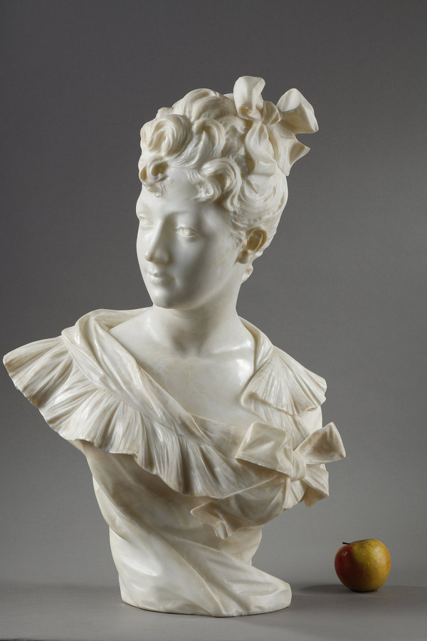 Busto di donna in marmo, Henri Emile ALLOUARD (1844-1929)