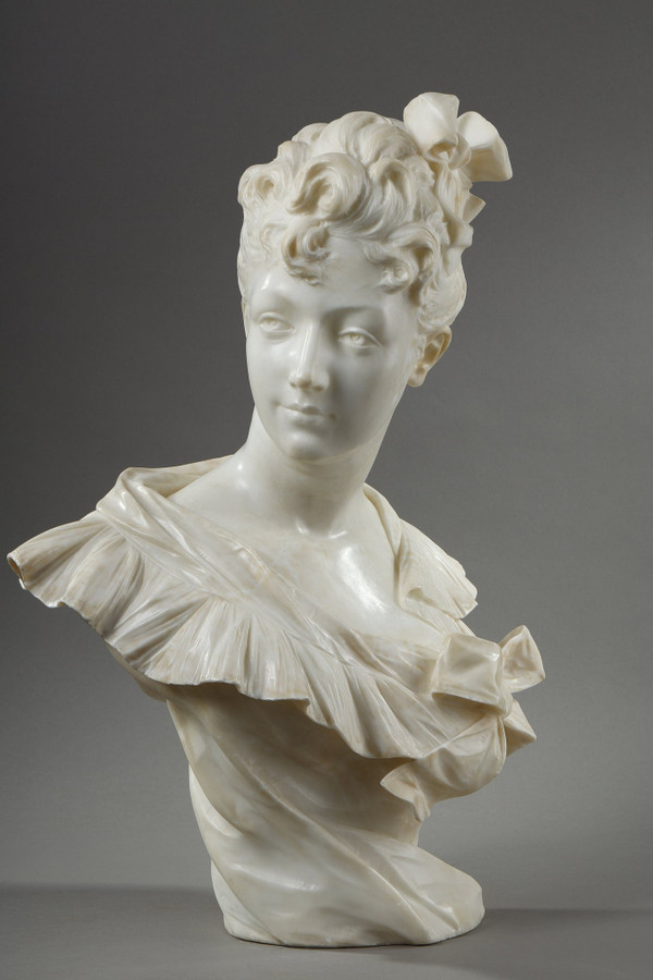 Busto di donna in marmo, Henri Emile ALLOUARD (1844-1929)