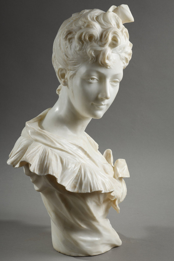 Busto di donna in marmo, Henri Emile ALLOUARD (1844-1929)
