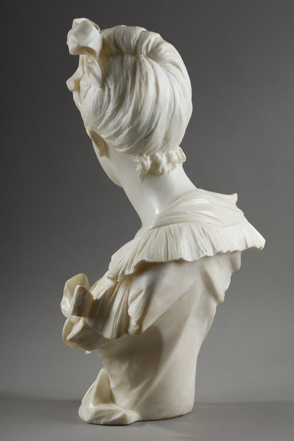 Busto di donna in marmo, Henri Emile ALLOUARD (1844-1929)