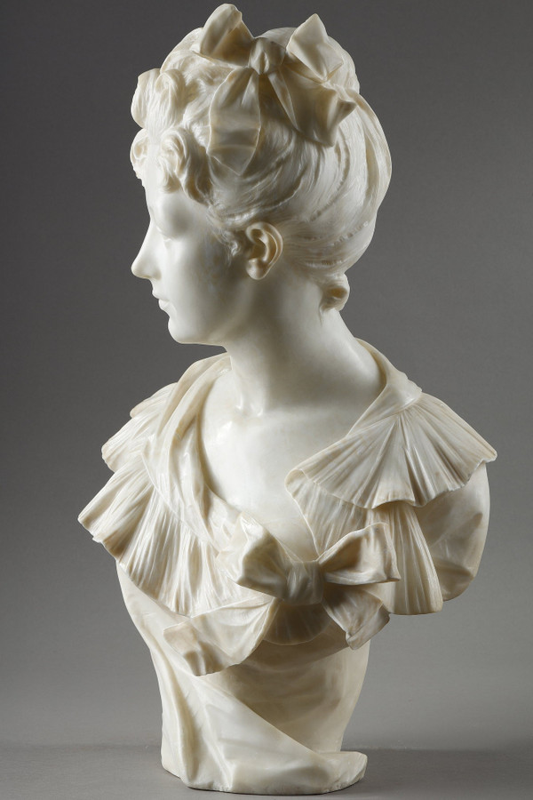 Busto di donna in marmo, Henri Emile ALLOUARD (1844-1929)