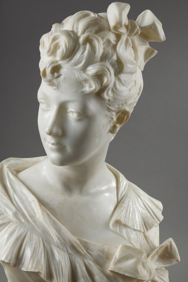 Busto di donna in marmo, Henri Emile ALLOUARD (1844-1929)
