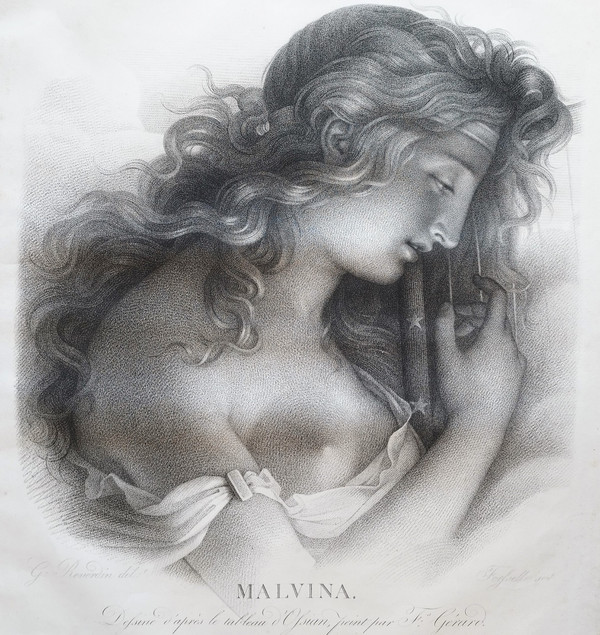 Gravure Mythologique Malvina 19ème d'Après  François Gérard 