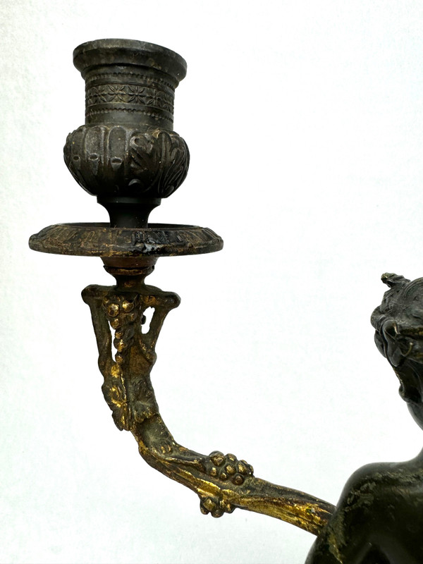 Pair Of Bronze Satyr Candlesticks
