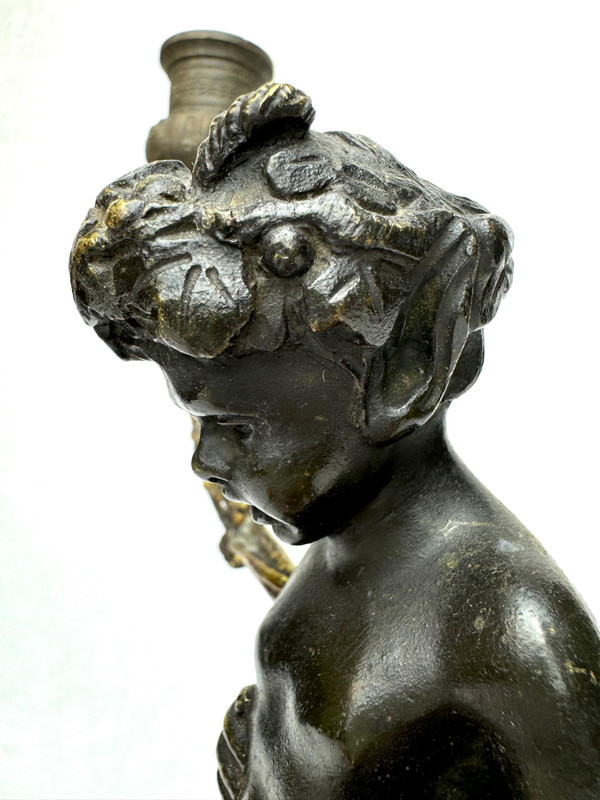 Pair Of Bronze Satyr Candlesticks