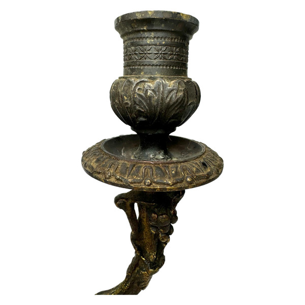 Pair Of Bronze Satyr Candlesticks