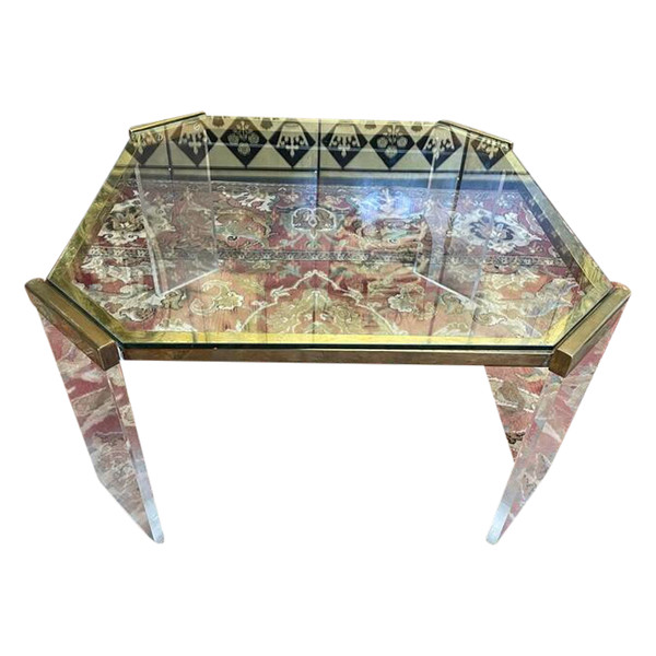 Table basse en plexiglas et laiton 