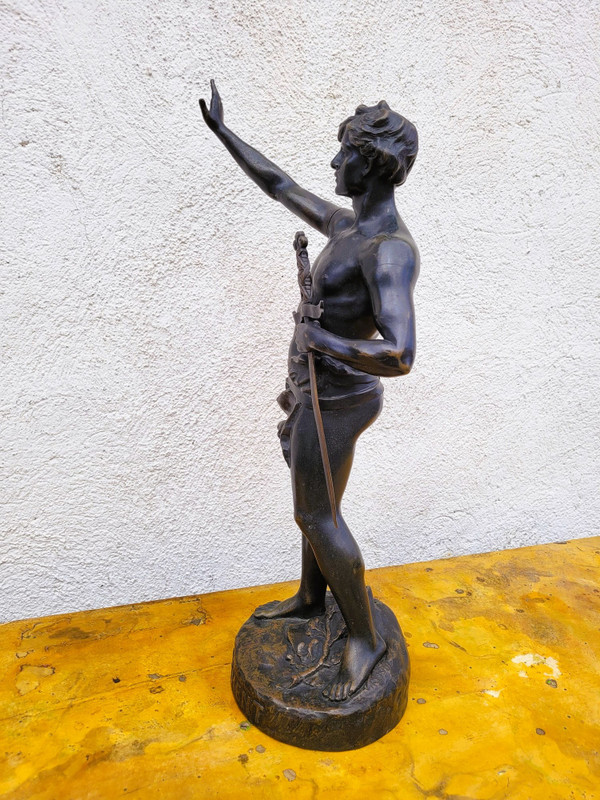 Ruffony, Il giuramento, scultura in bronzo firmata, fine XIX inizio XX secolo