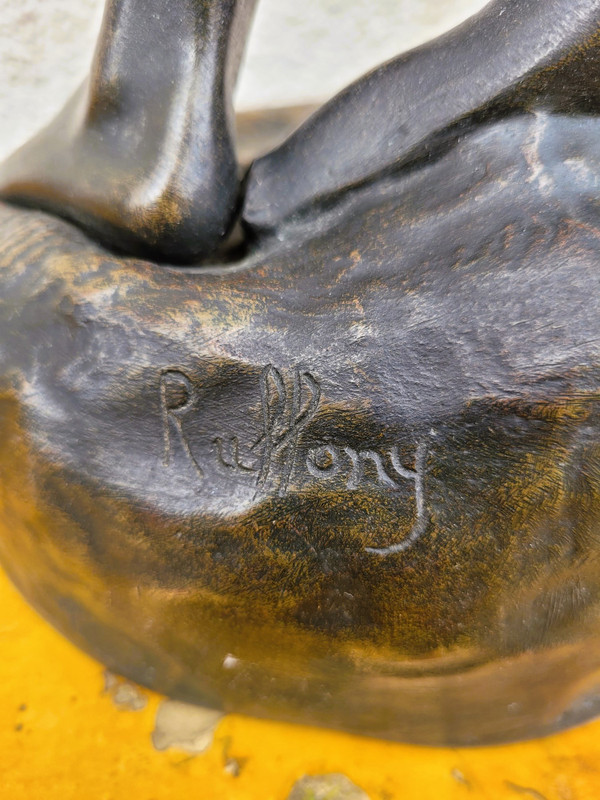 Ruffony, Il giuramento, scultura in bronzo firmata, fine XIX inizio XX secolo