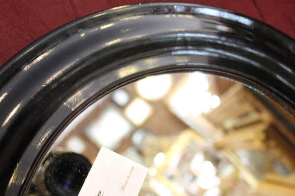 Ø38, Miroir Laqué Noir Napoléon III Rond