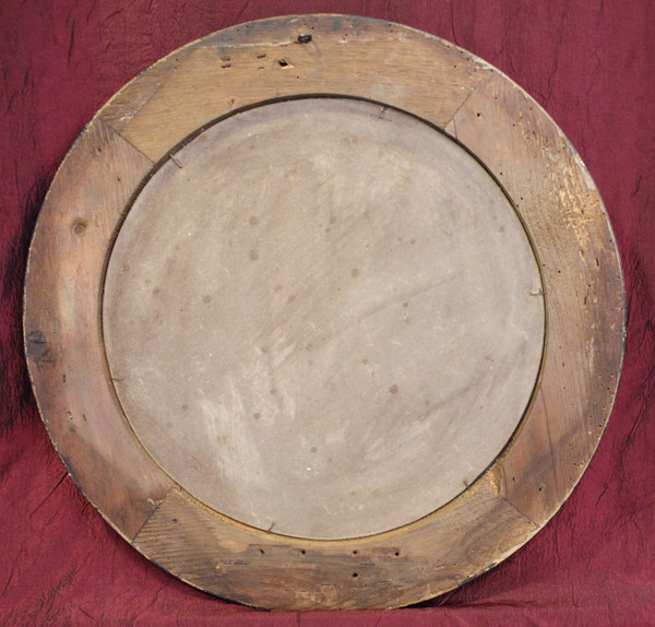 Ø38, Miroir Laqué Noir Napoléon III Rond