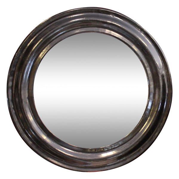 Ø38, Miroir Laqué Noir Napoléon III Rond