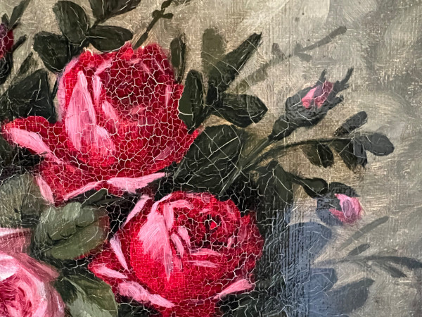 Quadro bouquet di fiori di Auguste Gondois XIX secolo