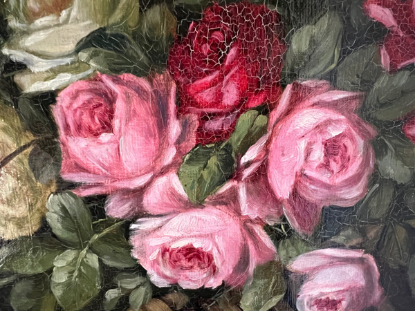 Quadro bouquet di fiori di Auguste Gondois XIX secolo