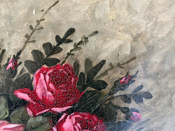 Quadro bouquet di fiori di Auguste Gondois XIX secolo