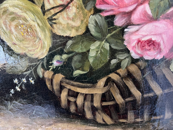 Quadro bouquet di fiori di Auguste Gondois XIX secolo