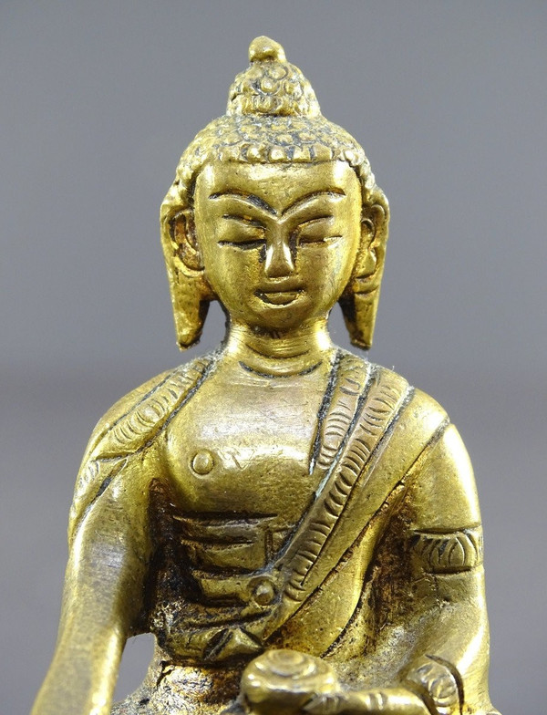 Chine, Années 1930/1950, Statue Miniature En Bronze De Bouddha.