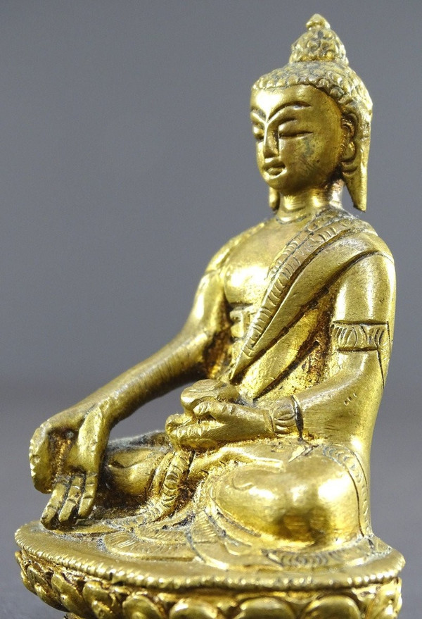 Chine, Années 1930/1950, Statue Miniature En Bronze De Bouddha.