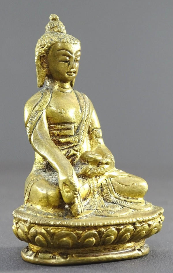 Chine, Années 1930/1950, Statue Miniature En Bronze De Bouddha.