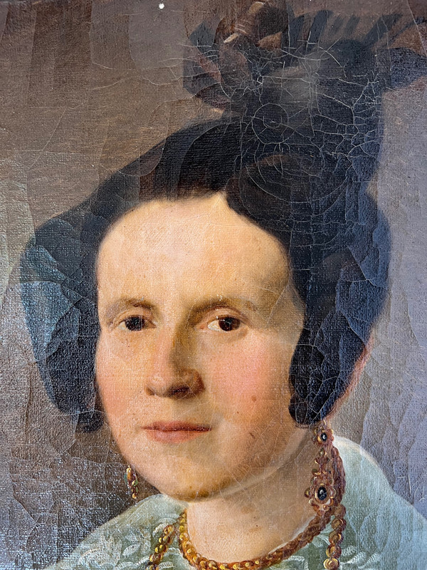 Élégant Portrait de la Femme du Capitaine Herlin - XIXe Siècle