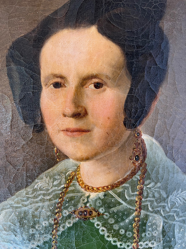 Élégant Portrait de la Femme du Capitaine Herlin - XIXe Siècle
