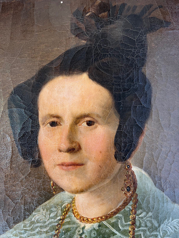 Élégant Portrait de la Femme du Capitaine Herlin - XIXe Siècle