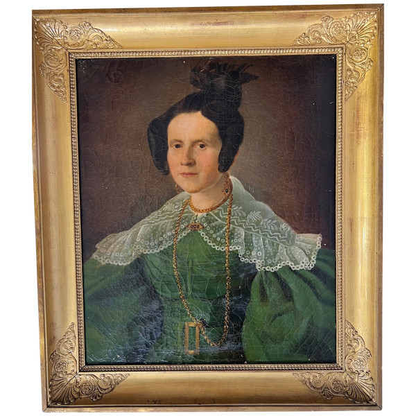 Élégant Portrait de la Femme du Capitaine Herlin - XIXe Siècle