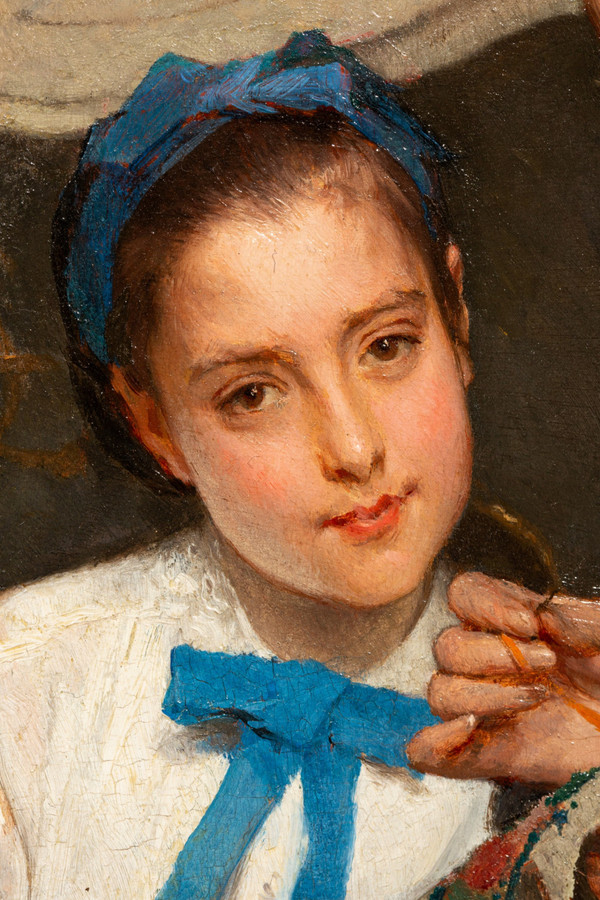 La leçon de broderie - Gustave de Jonghe (1829-1893)