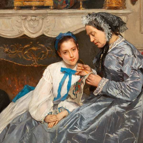 La leçon de broderie - Gustave de Jonghe (1829-1893)