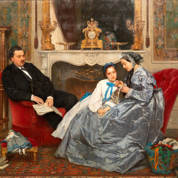 La leçon de broderie - Gustave de Jonghe (1829-1893)