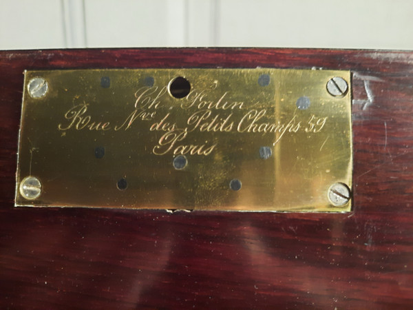 Marquetry travel writing case signed Ch. Fortin, Napoleon III period.