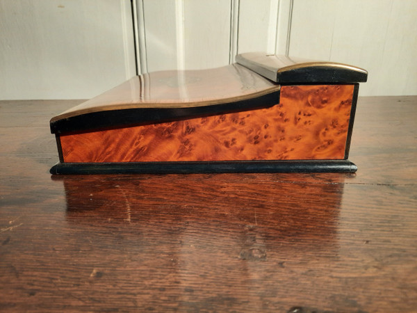 Marquetry travel writing case signed Ch. Fortin, Napoleon III period.