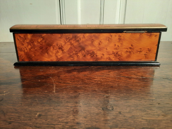 Marquetry travel writing case signed Ch. Fortin, Napoleon III period.