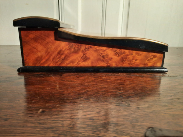 Marquetry travel writing case signed Ch. Fortin, Napoleon III period.