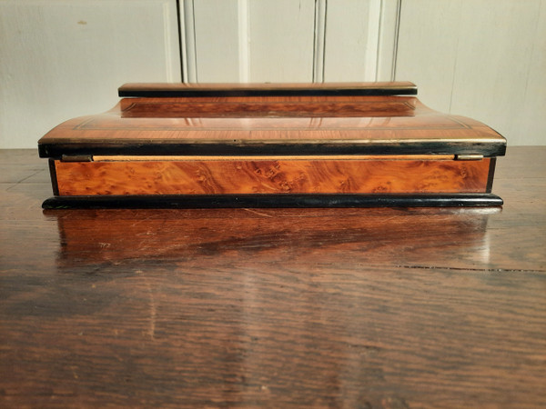 Marquetry travel writing case signed Ch. Fortin, Napoleon III period.