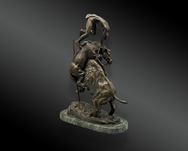 La corsa dei bufali; scultura in bronzo firmata Frédéric REMINGTON. Stati Uniti XX secolo